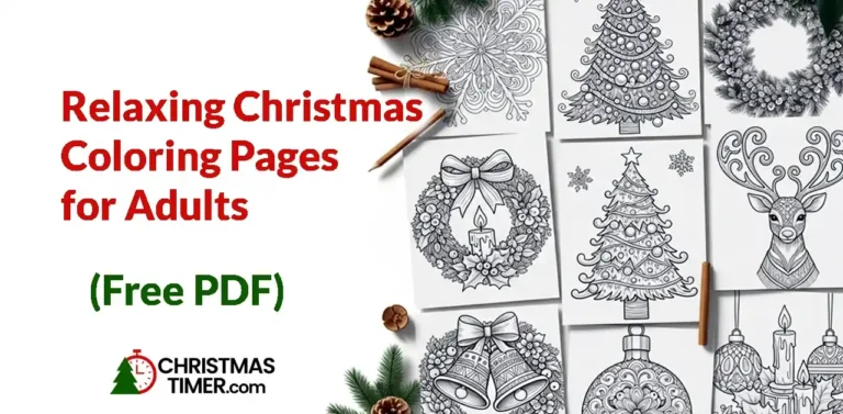 Elegant and relaxing Christmas coloring pages for adults featuring intricate holiday-themed patterns like ornaments, snowflakes, and reindeer.